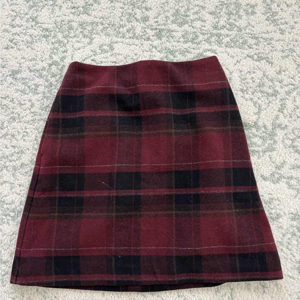 Plaid A-Line Skirt - Red and Black